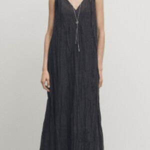 Pleated double layered v-neck dress